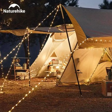 Naturehike camping tent with tarp and LED lights for cosy outdoor glamping setup UK