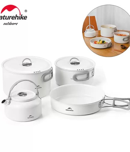 Naturehike ceramic non-stick camping cookware kit for healthy outdoor cooking UK.