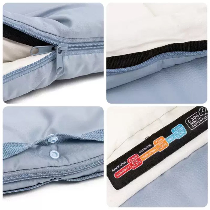 Child-safe anti-snag zipper on the Naturehike 3-season sleeping bag.