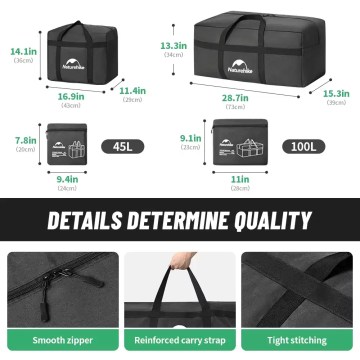 Naturehike camping storage bag 45L 100L large capacity organiser with reinforced handles durable UK