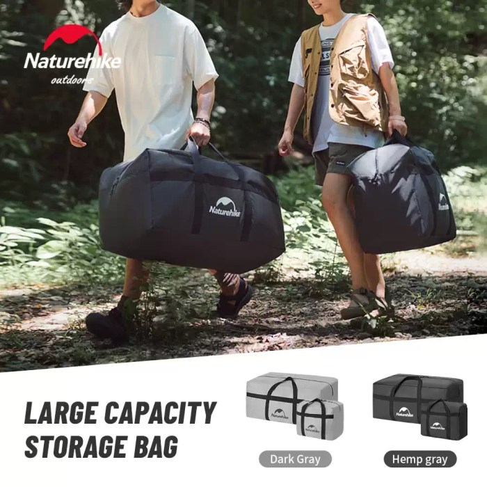 Naturehike 45L and 100L folding storage bags for UK family camping trips.