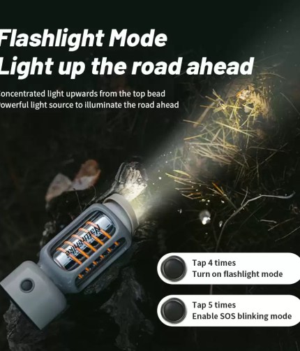 Naturehike travel hiking light hanging to illuminate a UK campsite evening.