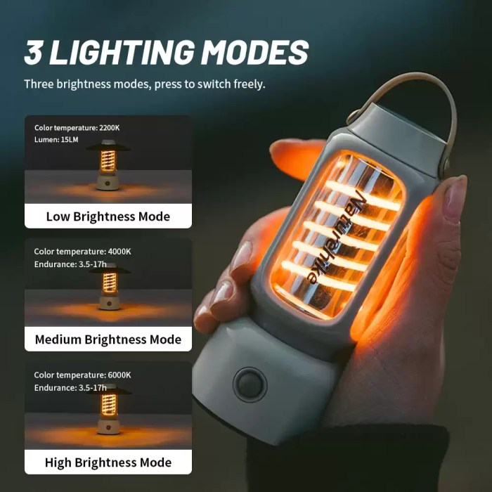 NATUREHIKE MINI AMBIENT LIGHT_4 Versatile 3-mode LED camping lantern for adjustable brightness in UK tents.