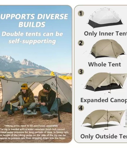 Free-standing 20D nylon Mongar 2 tent setup for wild camping UK.