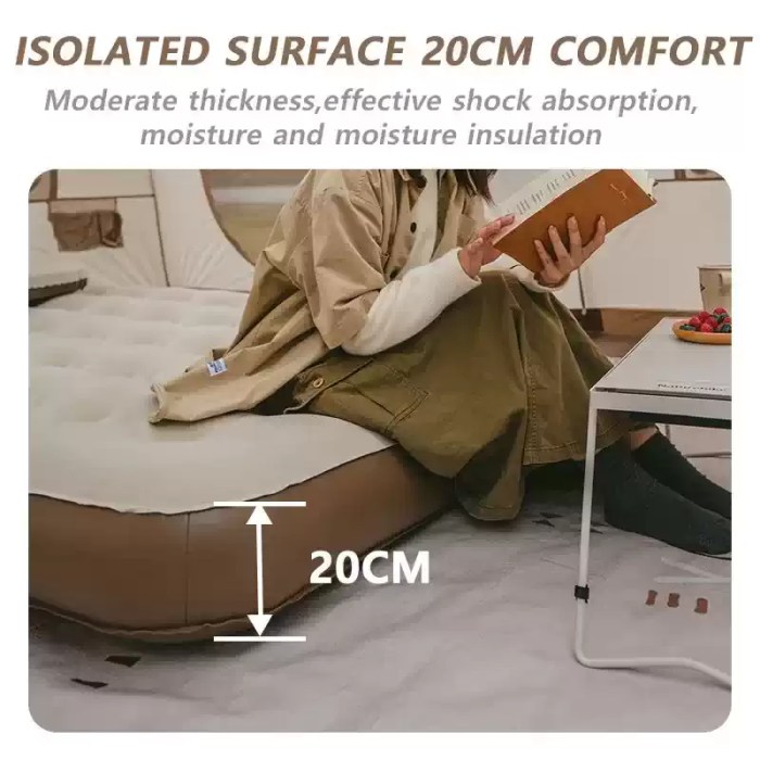 Extra-thick insulated air bed (25cm height) providing superior protection from cold UK ground temperatures.