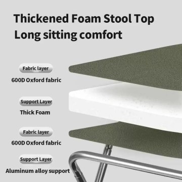 Camping stool padded foam seat with oxford fabric for comfort UK
