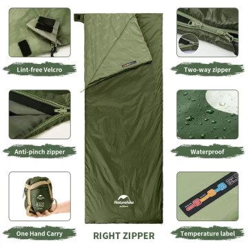 Naturehike sleeping bag waterproof fabric two way zipper lightweight camping gear UK