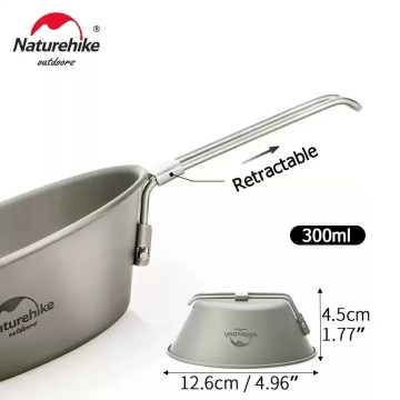 Naturehike 300ml camping bowl with retractable handle lightweight outdoor cookware UK