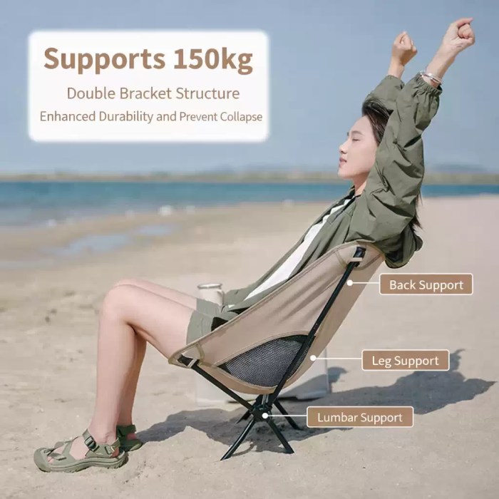 NATUREHIKE ULTRALIGHT FOLDING CAMPING CHAIR_4 Naturehike portable chair featuring non-slip leg caps for campsite stability.