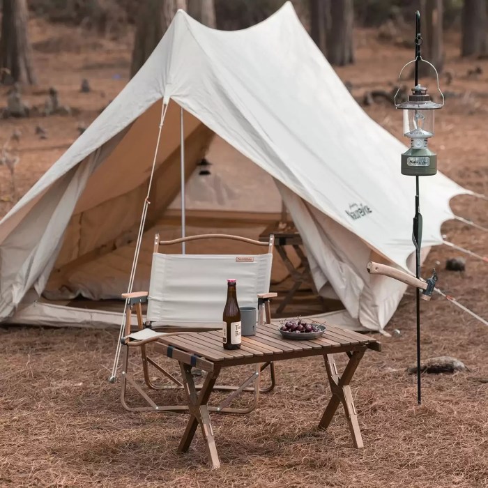 Roll up camping table stored in its dedicated carry bag, ready for a caravan holiday or motorhome trip.