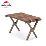 Naturehike walnut roll up camping table featuring a beautiful solid wood grain finish for premium outdoor dining.