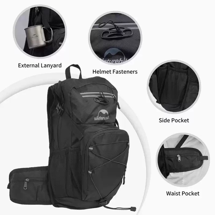 Reflective safety strips on the Naturehike cycling bag for increased visibility during night riding in the UK.