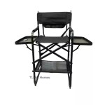 Tall director chair featuring a comfortable integrated footrest for UK professional use.