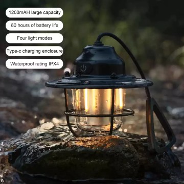 Waterproof LED camping lantern with 4 light modes, durable outdoor lantern UK