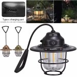 Durable hanging vintage lantern with a sturdy metal handle, perfect for a 4-person family tent or caravan awning.