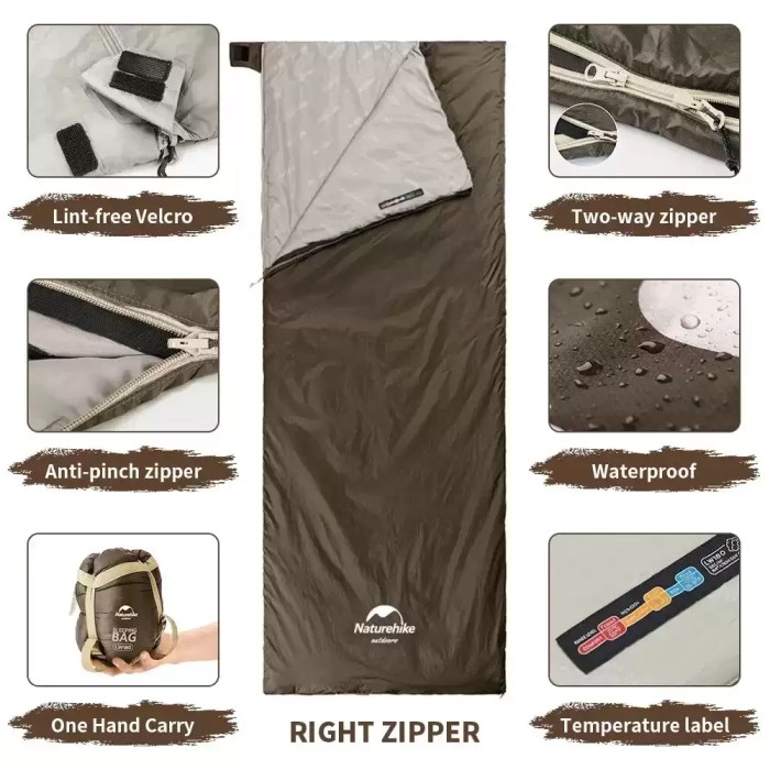 Lightweight compact camping sleeping bag outdoor.