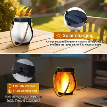 LED flame lantern for camping table lighting, warm ambient outdoor lamp UK