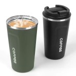 Sleek Thermo Cafe coffee mug with a vacuum-insulated stainless steel body for maximum heat retention.