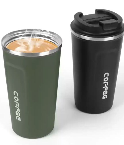 Sleek Thermo Cafe coffee mug with a vacuum-insulated stainless steel body for maximum heat retention.