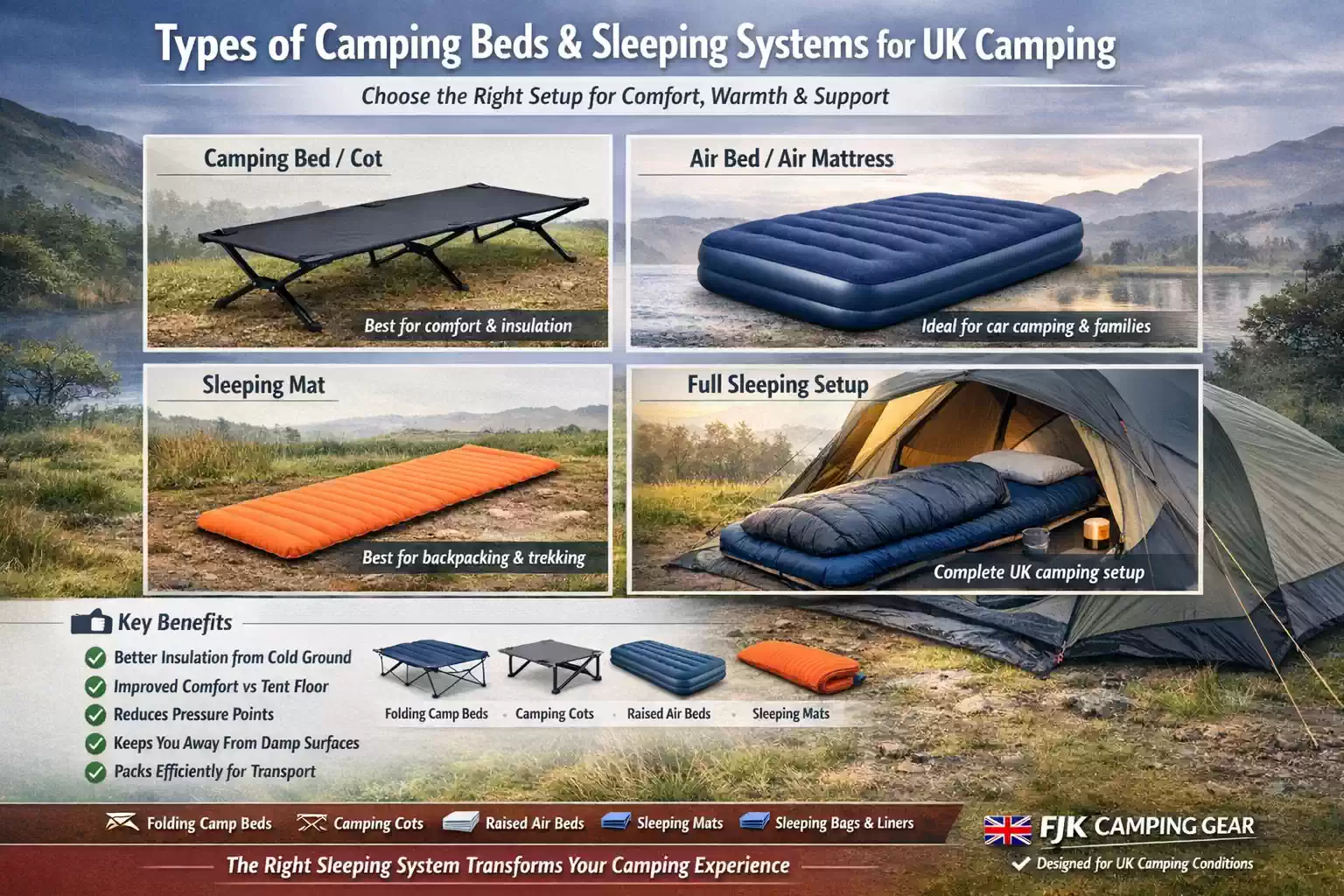 Types of Camping Beds & sleeping System for UK Camping