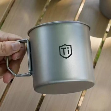 titanium camping mug lightweight outdoor cup with folding handle UK