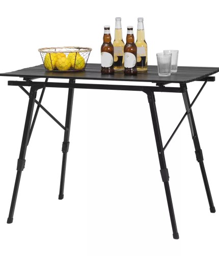 WOLTU foldable camping table with black aluminium top for UK outdoor dining.