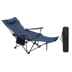 Integrated mesh cup holder on portable folding chair for UK outdoor drinks.