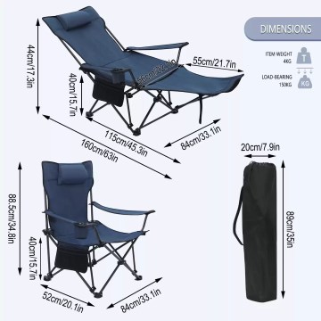 Reclining camping chairs Dimension UK