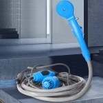 UK 12V campervan camping shower pump with handheld shower head and long hose