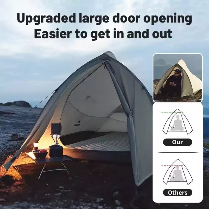 Compact Naturehike 2-man hiking tent for lightweight UK outdoor adventures.