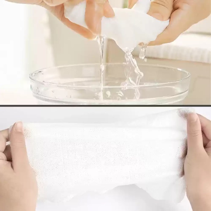 Biodegradable compressed face towels: Lightweight, travel-sized cleansing wipes.