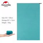 Naturehike collection of absorbent cooling towels displayed in multiple colors, including blue, pink, and grey options