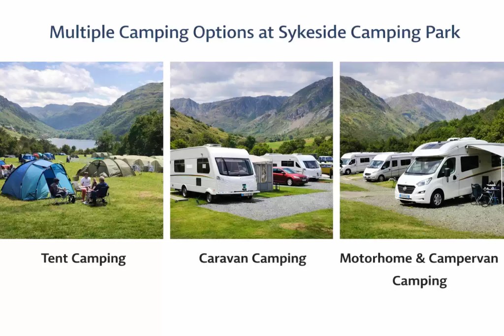 Sykeside Camping Park tent camping caravan pitches motorhome campervan sites Lake District UK lakeside campsite