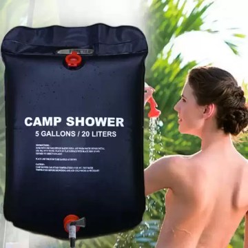 portable camping shower in use outdoor hygiene solution UK camper