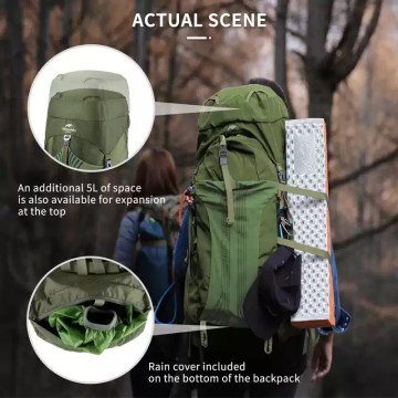Naturehike 55L backpack with rain cover and expansion top hiking gear UK