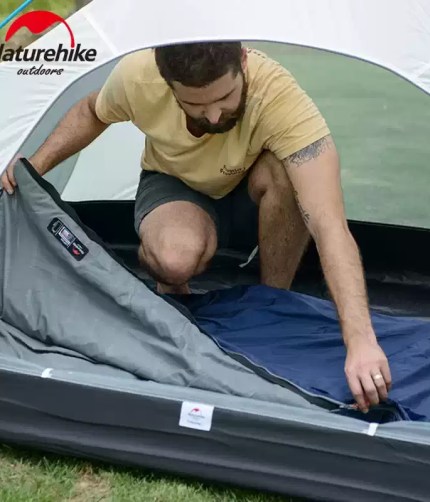 Naturehike LW180 59F 15C sleeping bag used inside tent for camping