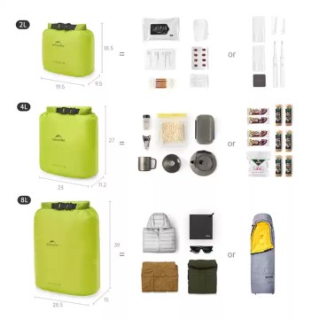 waterproof compression dry bag sizes 2L 4L 8L capacity camping storage comparison UK