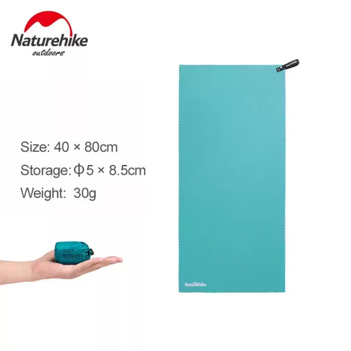 Naturehike ultralight absorbent cooling sport gym towel 40 x 80cm in blue with compact pouch
