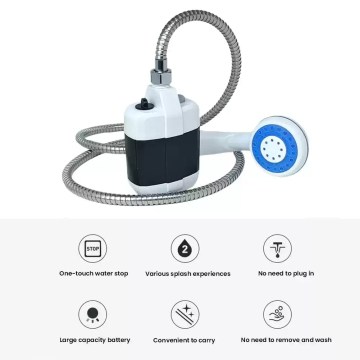 UK rechargeable camping shower with one-touch stop and multiple spray modes