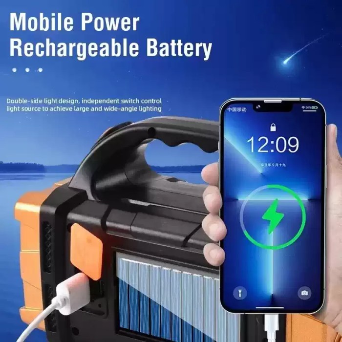 Durable water-resistant casing on multifunctional LED lantern and power bank UK.