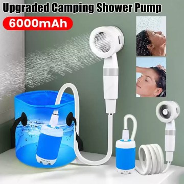 Portable camping shower pump 6000mAh USB rechargeable outdoor shower kit UK