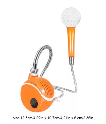 UK camping shower pump size guide – compact rechargeable electric shower with handheld head