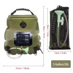 UK solar camping shower bag 20L size guide with mesh storage bag