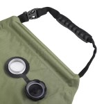 UK 20L solar shower bag close-up of carry handle and screw cap water inlet