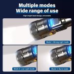 High-intensity focused beam on rechargeable tactical LED torch for UK night hikes.
