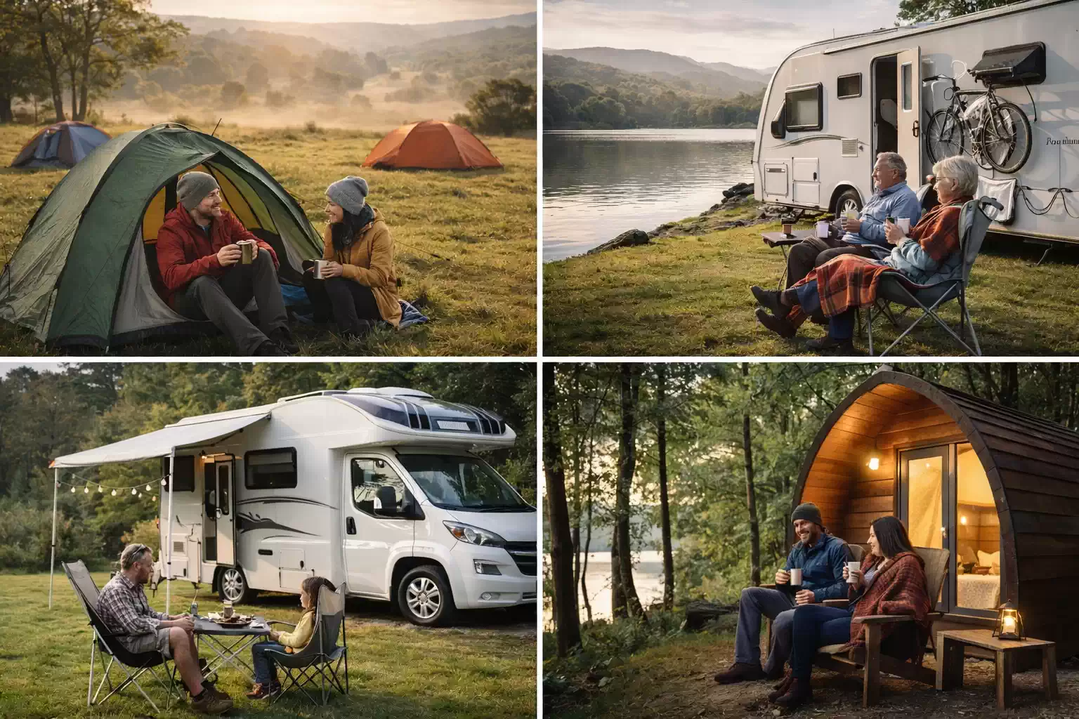 uk camping types tent camping caravan motorhome and glamping cabin outdoor lifestyle comparison