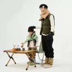 Adult and child wearing ultralight goose down neck covers for winter warmth