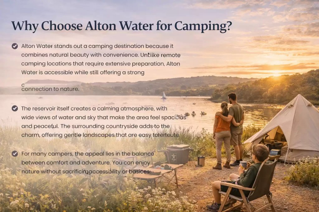 Why choose Alton Water for camping UK with scenic lake views, peaceful nature and easy access campsite
