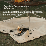 Close-up of fire-resistant glass fiber material withstanding burning embers and high-temperature resistance details.