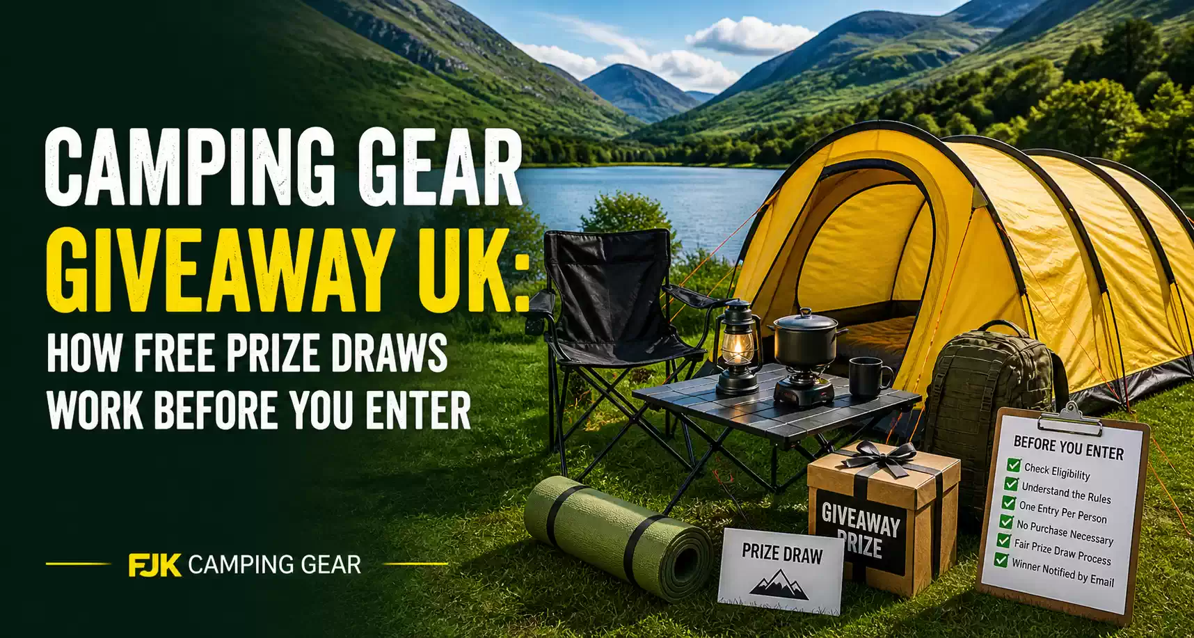 Camping gear giveaway UK rules explained for FJK Camping Gear prize draw